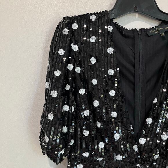 REVOLVE House of Harlow Black Sequin Polka Dot Mini Dress Party Cocktail Sz S - Picture 7 of 9